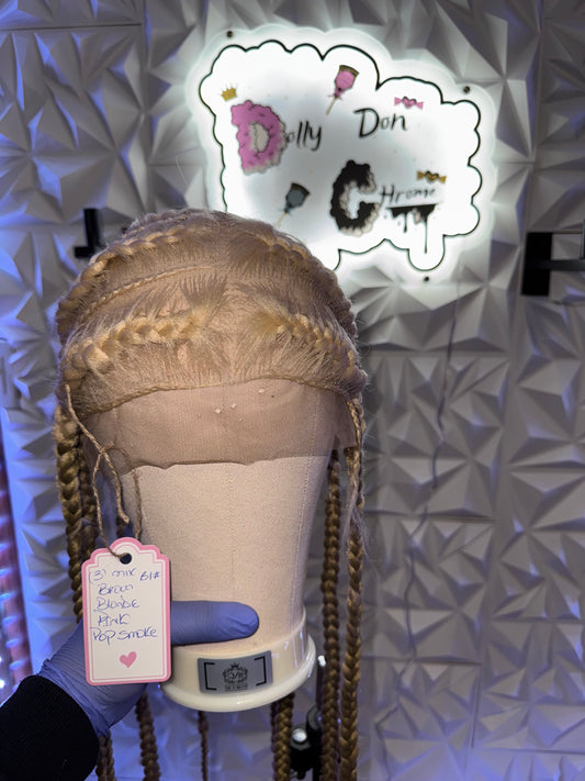 #B1 Our Dolly Pop Smoke Light  Pink & Blonde Synthetic Wig Long length.