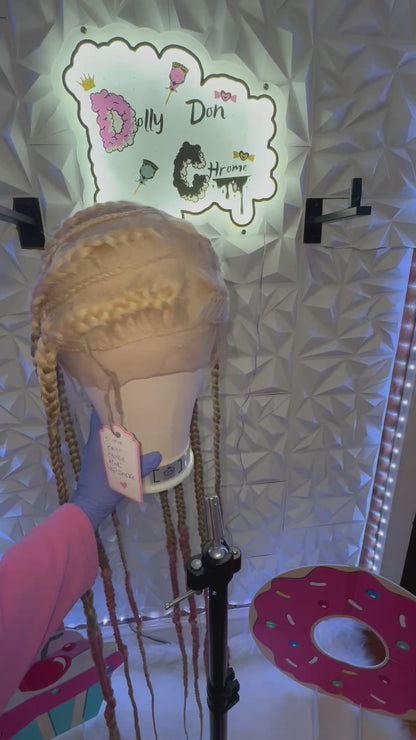 #B1 Our Dolly Pop Smoke Light  Pink & Blonde Synthetic Wig Long length.